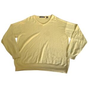 Northern Isles Sweater Mens XL Yellow Diamond VNeck Textured Cotton Grandpacore